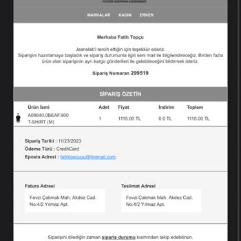 Jeanslab Ürünümü Benden Habersiz İptal Etmiş Ve Para İadesi Yapmıyor