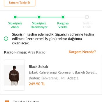 Aras Kargo Dağıtıma Çıkmayan Sipariş