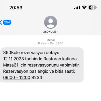 360 Kule Restoran 360 Kule Ücret İadesi Yapmıyor