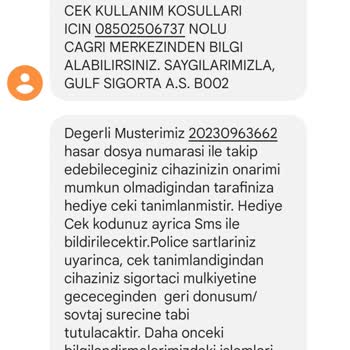 Gulf Sigorta Kasko Hasarın Tamamının Karşılanmama Si