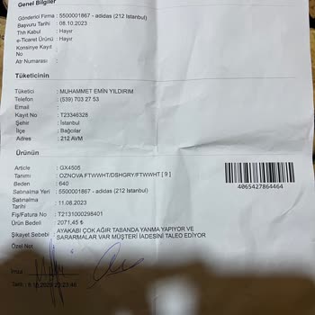 Adidas Oznova Ayakkabı İadesi Veya Değişimi