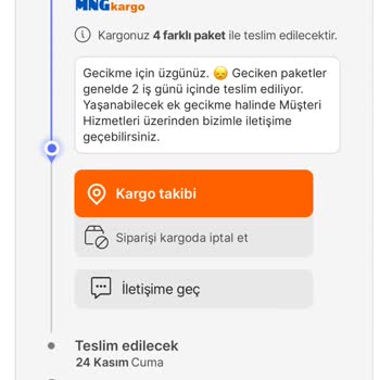 MNG Kargo Geç Gelen Kargom