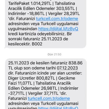 Turkcell'den Haksız Gelen Fatura
