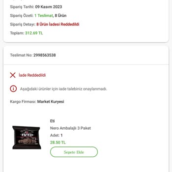 Trendyol Hızlı Market Trendyol Mopaş Siparişim Teslim Edilmedi!