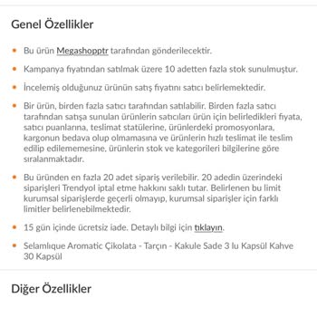 Trendyol Eksik Ürün Bilgisi