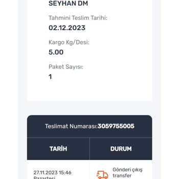 Sendeo Kargomun Teslimatını İstiyorum