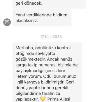 Prima Klubu Ödülümü Göndermedi