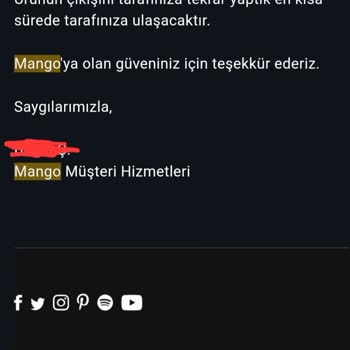 Mango Gönderilen Ürün İptal Edildi