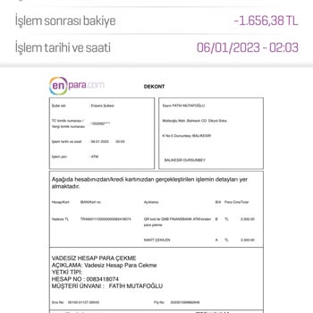 Enpara Mobil Bankacılık Aracılığıyla Hesaptan Habersiz Para Çekimi