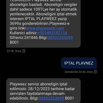 Playweez İzinsiz Abonelik Ve Haksız Fatura Ücreti Talebi