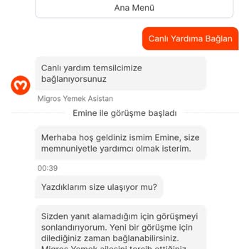 Migros Yemek Uygulaması Ve İptal Edilen Sipariş Hakkında