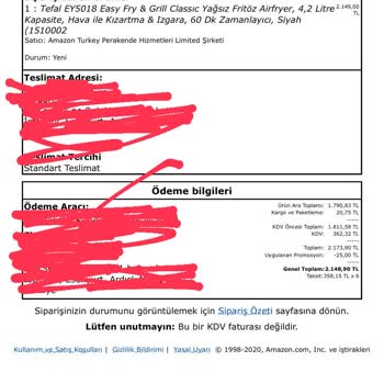 Amazon Sözde Sıfır Aldığım Defolu Tefal Fritöz
