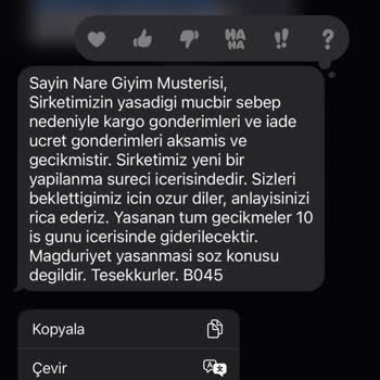 Nare Giyim İade Ücretim Yatmıyor Kargom Da Gönderilmiyor