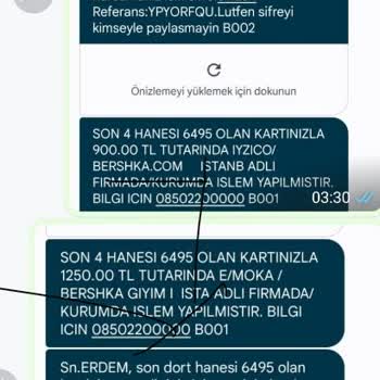 Bershka Kredi Kartımdan Bana Ait Olmayan Harcama Yapılması