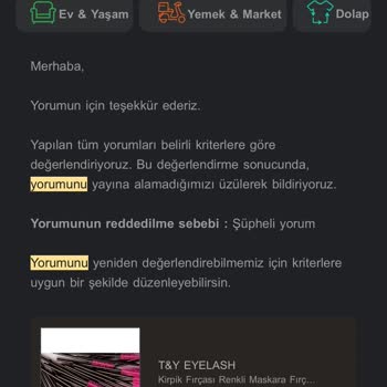 Trendyol Yorum Değerlendirme Red Ediliyor