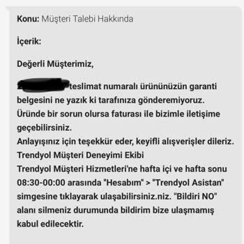 Trendyol Satıcılı Ürün Şikayeti