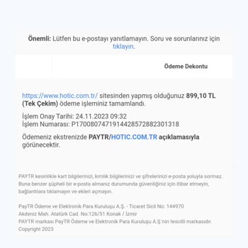 Paytr Hotiç Online Alışveriş Ürün Teslim Edilmedi