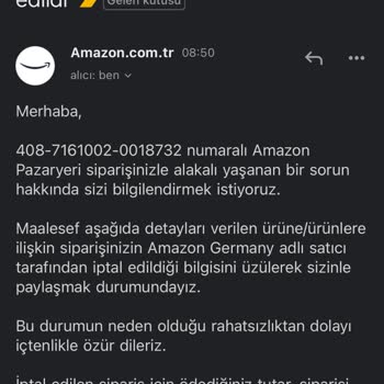 Amazon Sipariş İptal Edilmesi