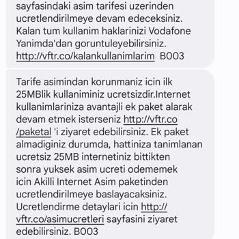 Vodafone İnternet Aşım Paketinin Haksız Olarak Tanımlanması