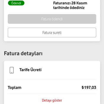 Vodafone Yurt Dışı Harcama Bedeli