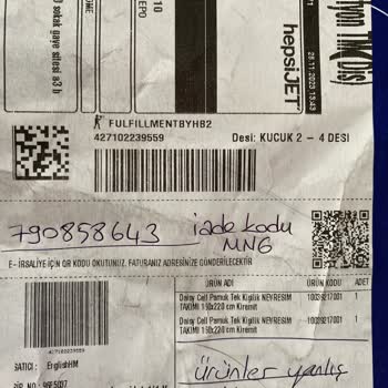 English Home Yanlış Ürün Gönderildi