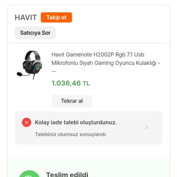 Havit Hepsiburada'nın İadeniz Olumsuz Suçlandı Kararı