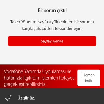 Vodafone Yanımda Uygulaması Hata Veriyor