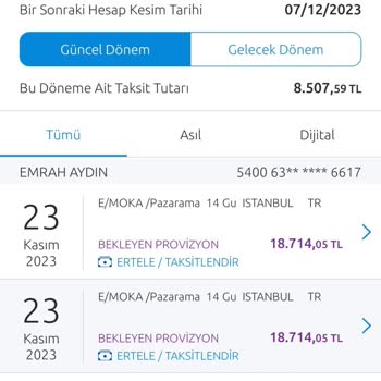 Pazarama Kartımdan Bilgim İşlem Yapılması