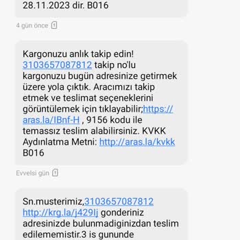 Aras Kargo Safranbolu Adresime Gelmiyor