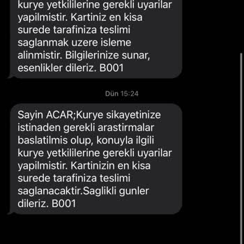 Ziraat Genç Kart Gelmemesi AGT Kargo İle Hiçbir Şekilde İletişim Yok