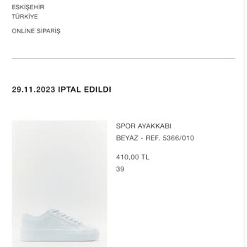 Zara İptal Edilen Sipariş