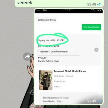 Tercih Çarşaf (Instagram) Ürün İadesi Ücret İadesi