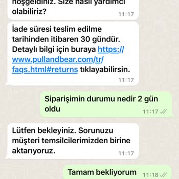Pull and Bear Müşteri Hizmetleri Cevap Süresi