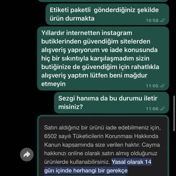 Sezgi Tekin İnternet Alışveriş İadesi