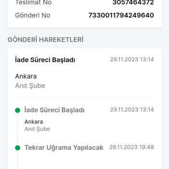 Trendyol Express Anıt Şube Kargomu Getirmiyor