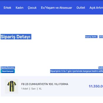 Fenerium Teslim Edilmeyen Ürün