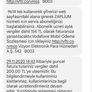 Vizyon Elektronik Para Vodafone Kartım Üzerinden Abonelik Başlatılmış