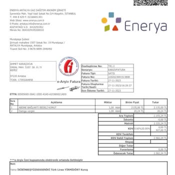 Enerya Antalya Enerya Bina Girişine Doğalgaz Çekme Süresi