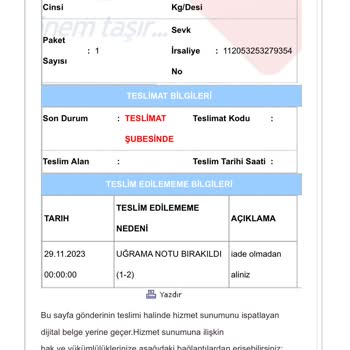 Aras Kargo Kargomu Adrese Getirmemeleri
