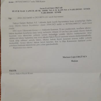 "Tüketici Hakem Heyeti" Kararını Uygulamayan Garanti Bankası