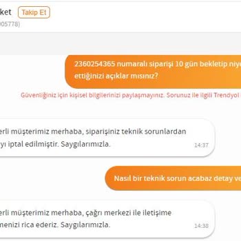 Trendyol Eczacıbaşı E-Sanal Mağaza Etik Dışı Sipariş İptali