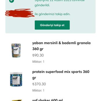 Saf Nutrition Yanlış Ürün Gönderilmiş