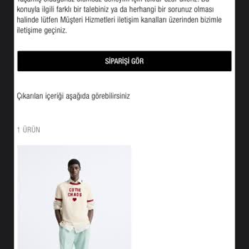 Zara Sipariş Değişikliği Sonucu Ürün İptali
