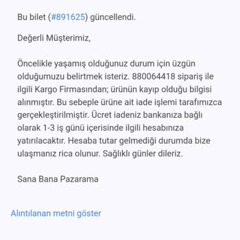 Pazarama Alışveriş De Ürünün Kargoda Kayboldu Saçmalığı