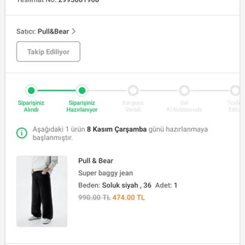 Pull & Bear İndirimli Siparişi İptal Etmesi