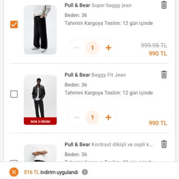 Pull & Bear İndirimli Siparişi İptal Etmesi