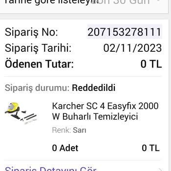 Karcher Sc4 Buharlı Temizleyicimi Göndermiyor.