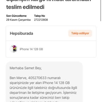 Hepsiburada 'Dan Aldığım Ürün Tarafıma Gönderilmedi.