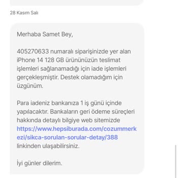 Hepsiburada 'Dan Aldığım Ürün Tarafıma Gönderilmedi.