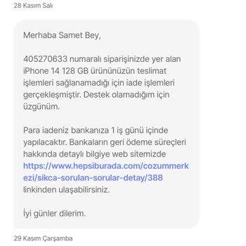 Hepsiburada 'Dan Aldığım Ürün Tarafıma Gönderilmedi.